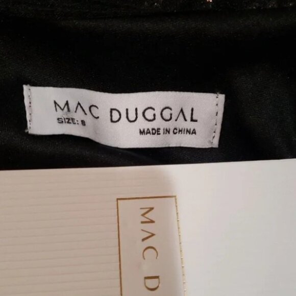 Mac Duggal NWT Black Gold Sequin Puff Sleeve Maxi Gown Dress Size 8 #204… - Picture 3 of 10